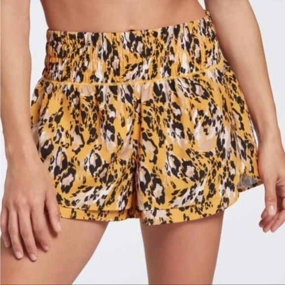 New Calia High Rise Petal Hem Shorts Lined XXS Animal Glowing Umber - Picture 1 of 6